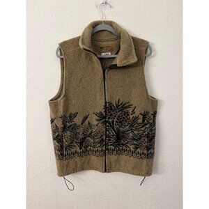 Bear Ridge Outfitters Pinecone Patterned Wool Blend Vest women size XL Made In U